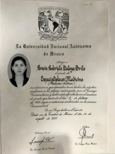 Doctor's credential certificate 1