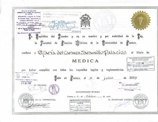 Doctor's credential certificate 1