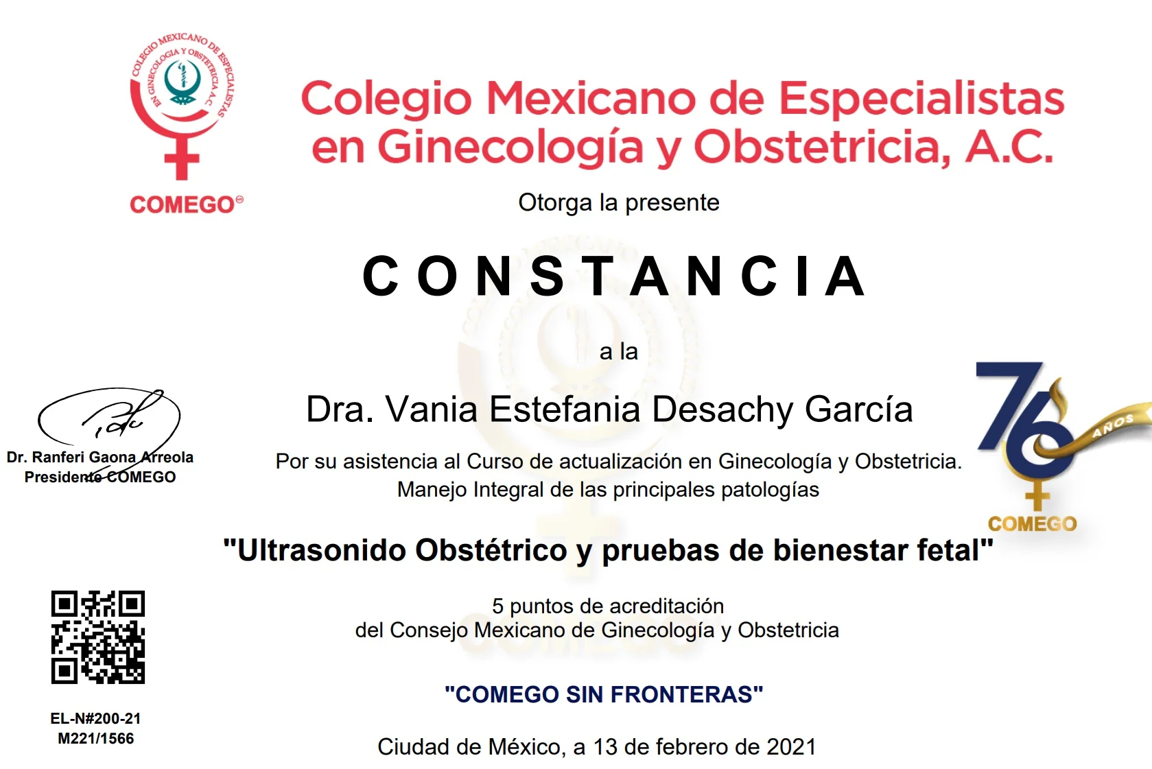 Doctor's credential certificate 1