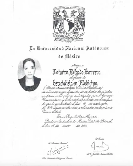 Doctor's credential certificate 1