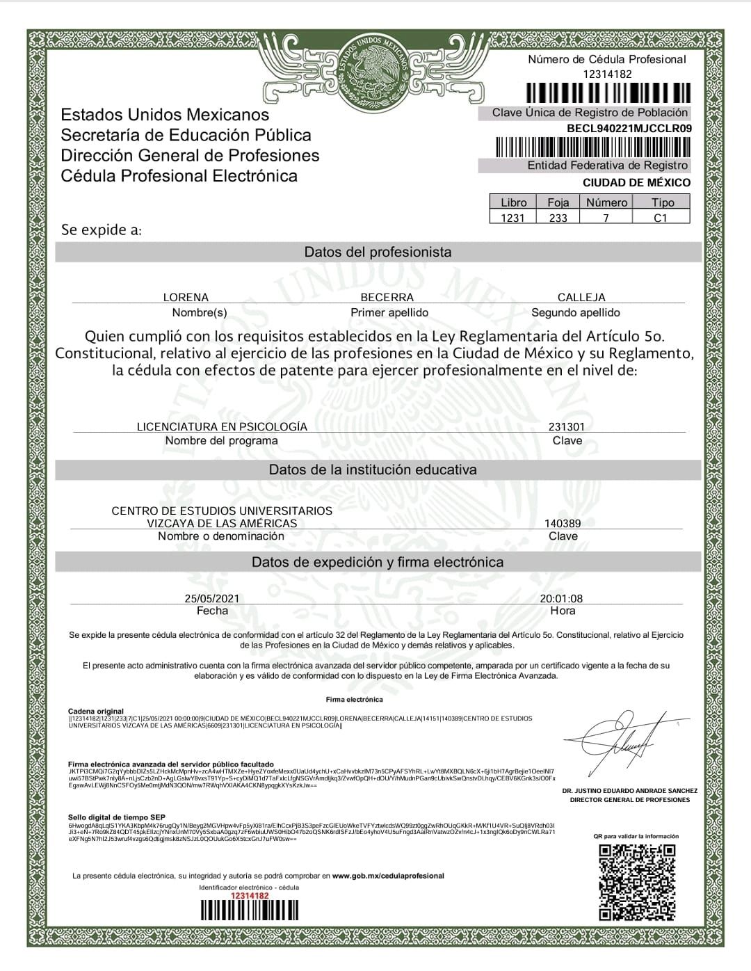 Doctor's credential certificate 1