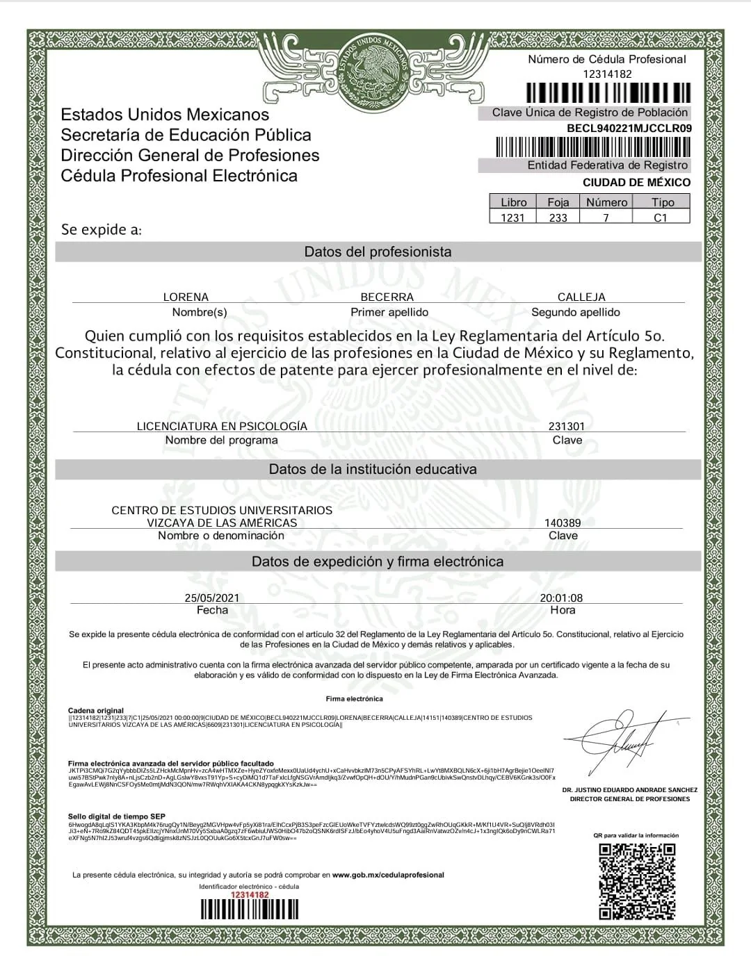 Doctor's credential certificate 1