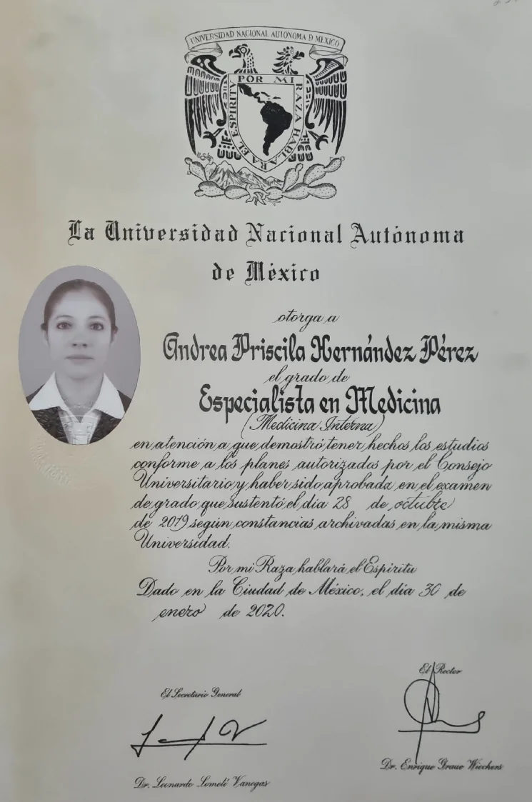 Doctor's credential certificate 1