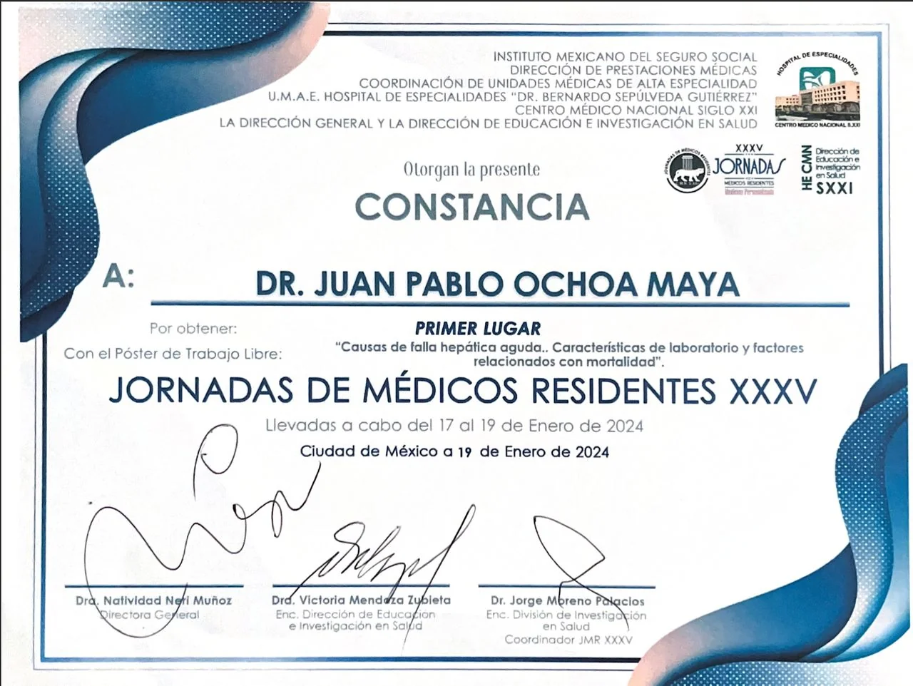 Doctor's credential certificate 2