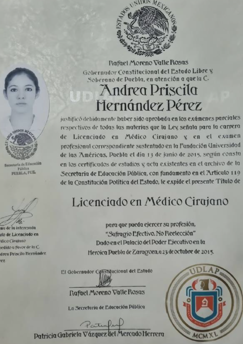 Doctor's credential certificate 1