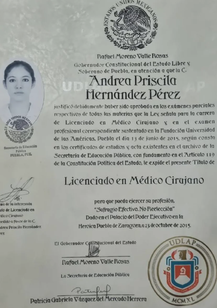 Doctor's credential certificate 1