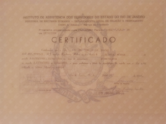 Doctor's credential certificate 1