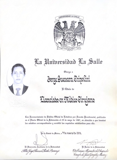Doctor's credential certificate 1