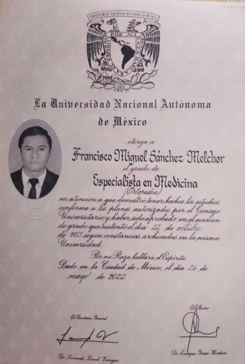 Doctor's credential certificate 1