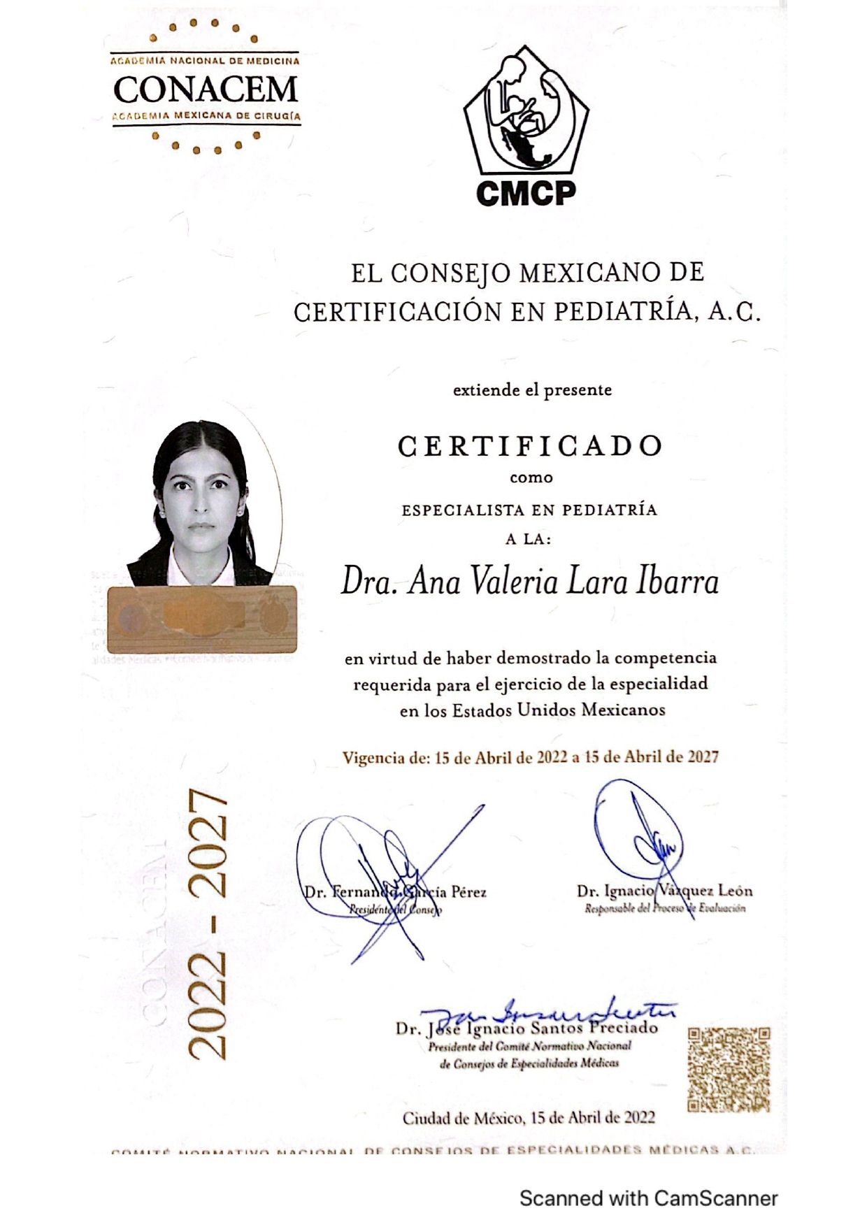 Doctor's credential certificate 1