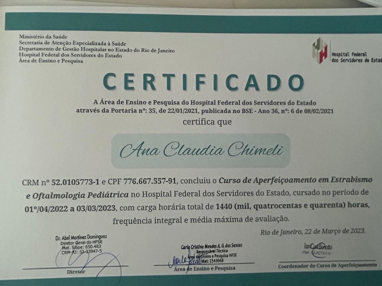 Doctor's credential certificate 1