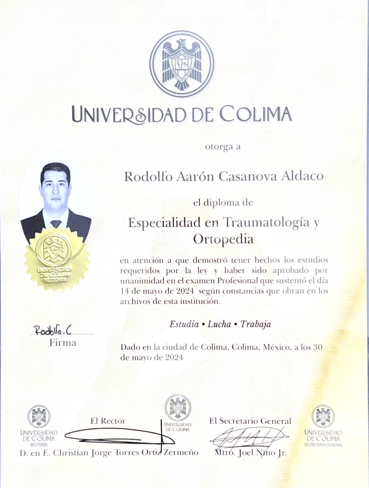 Doctor's credential certificate 2