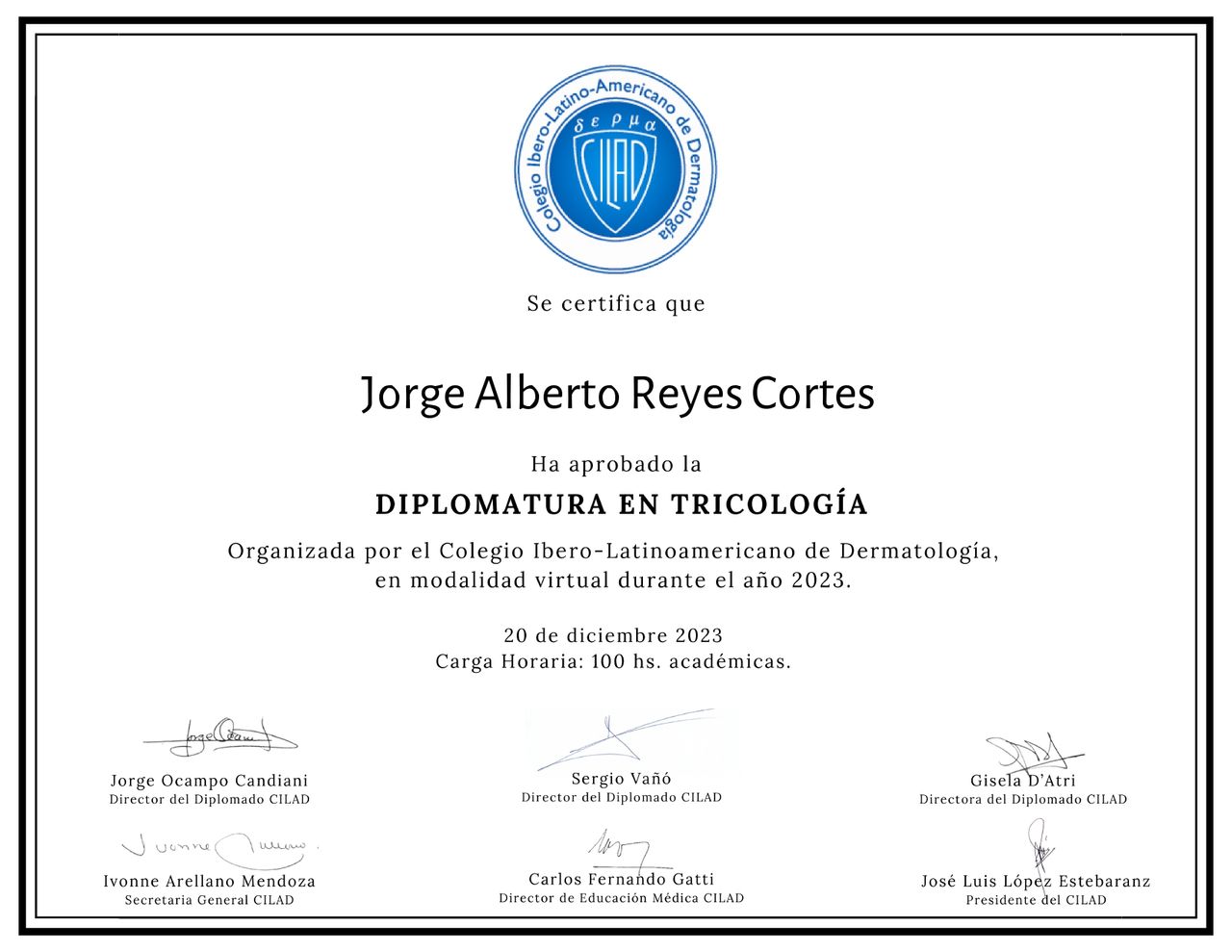 Doctor's credential certificate 2