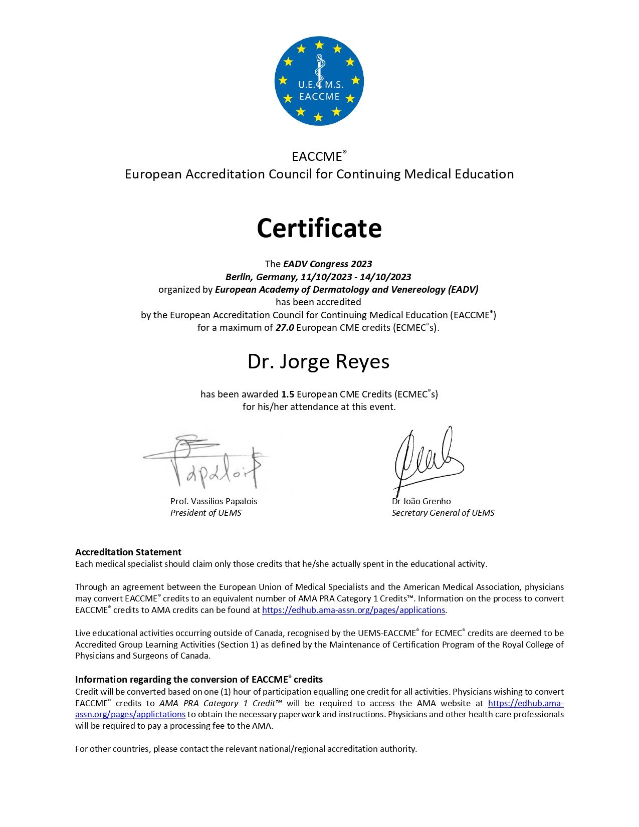 Doctor's credential certificate 4