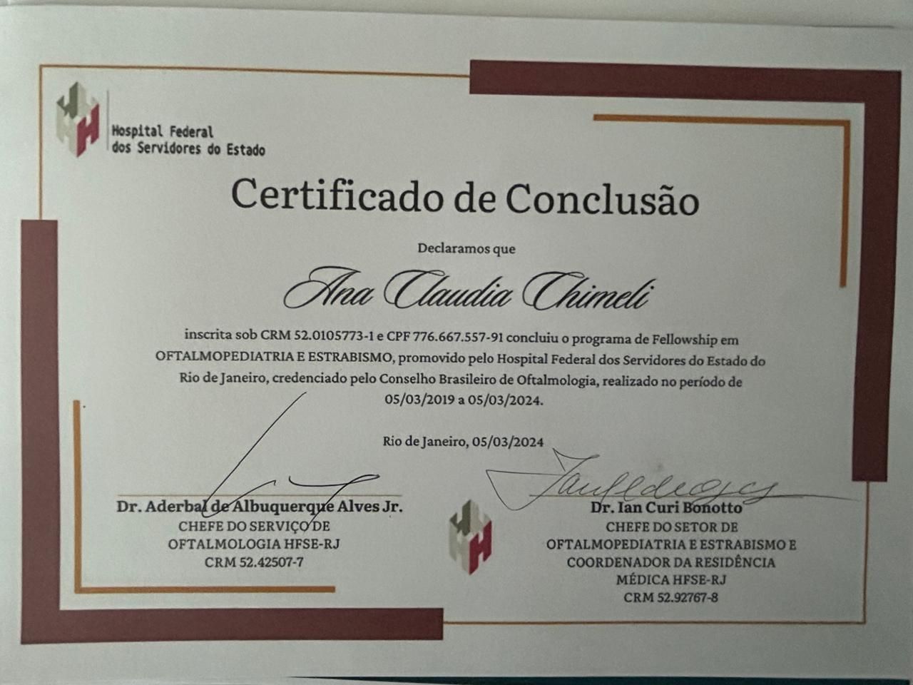 Doctor's credential certificate 3
