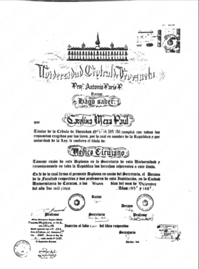 Doctor's credential certificate 8