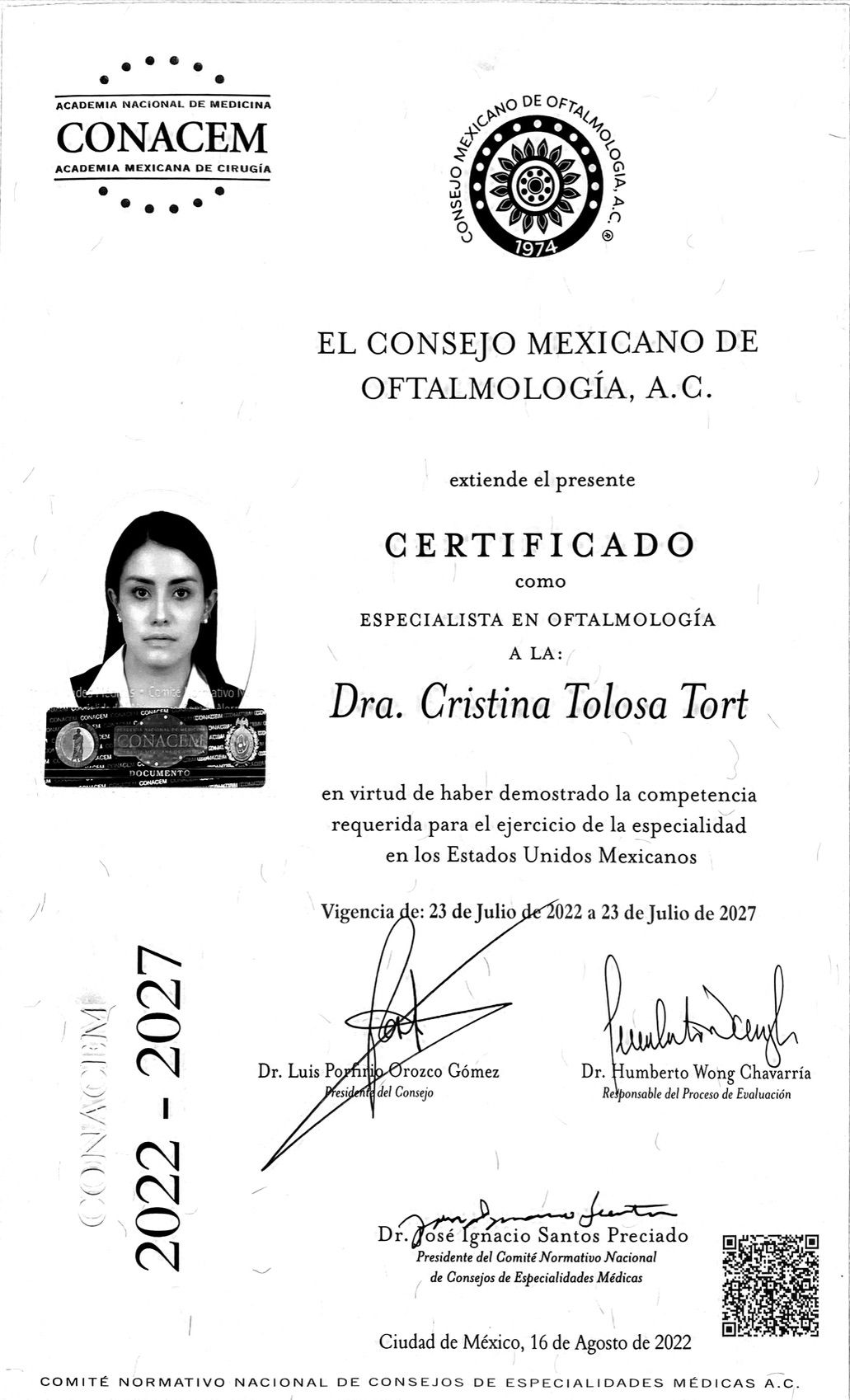 Doctor's credential certificate 1
