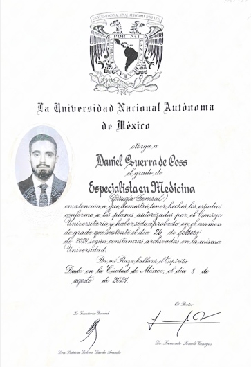 Doctor's credential certificate 1