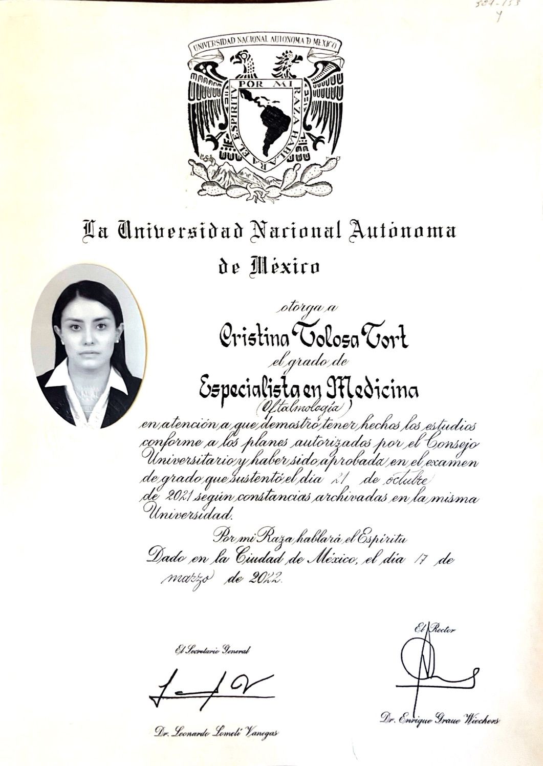 Doctor's credential certificate 2