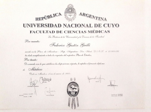 Doctor's credential certificate 1