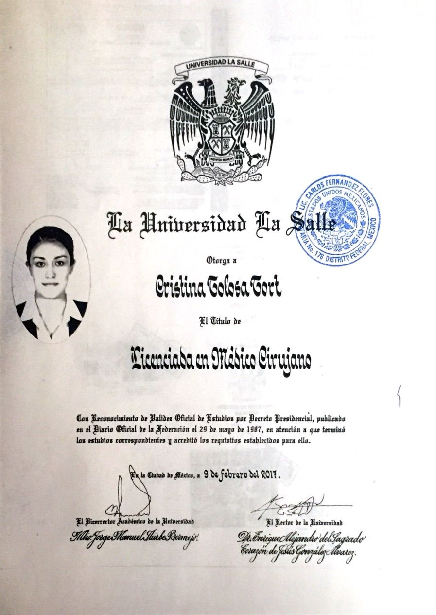 Doctor's credential certificate 1