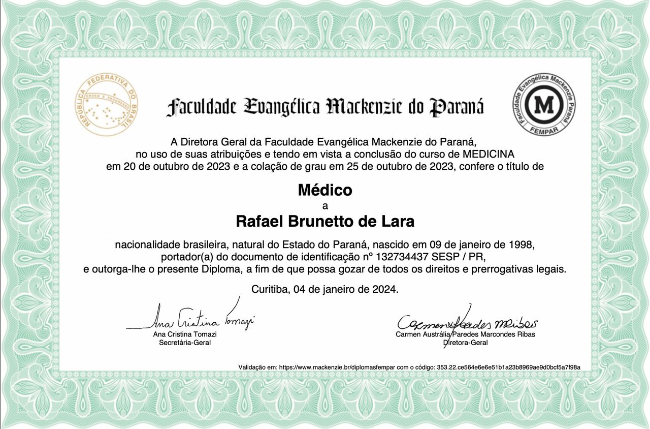 Doctor's credential certificate 1