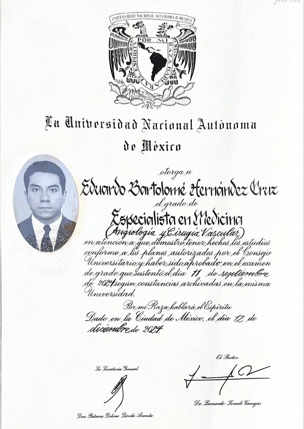 Doctor's credential certificate 2