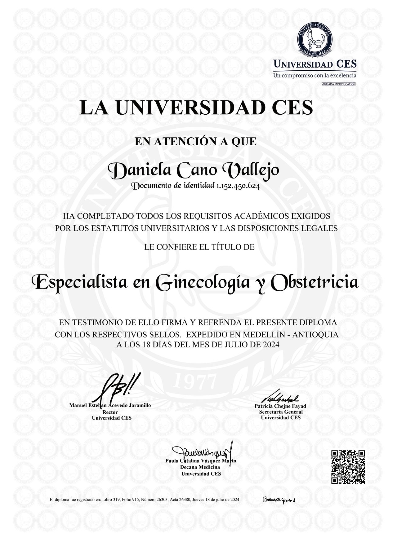 Doctor's credential certificate 1