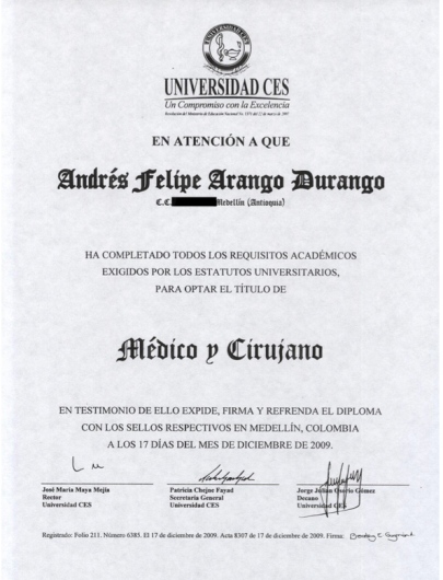 Doctor's credential certificate 4