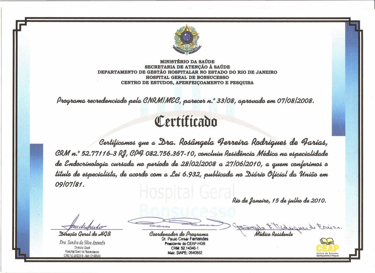 Doctor's credential certificate 1