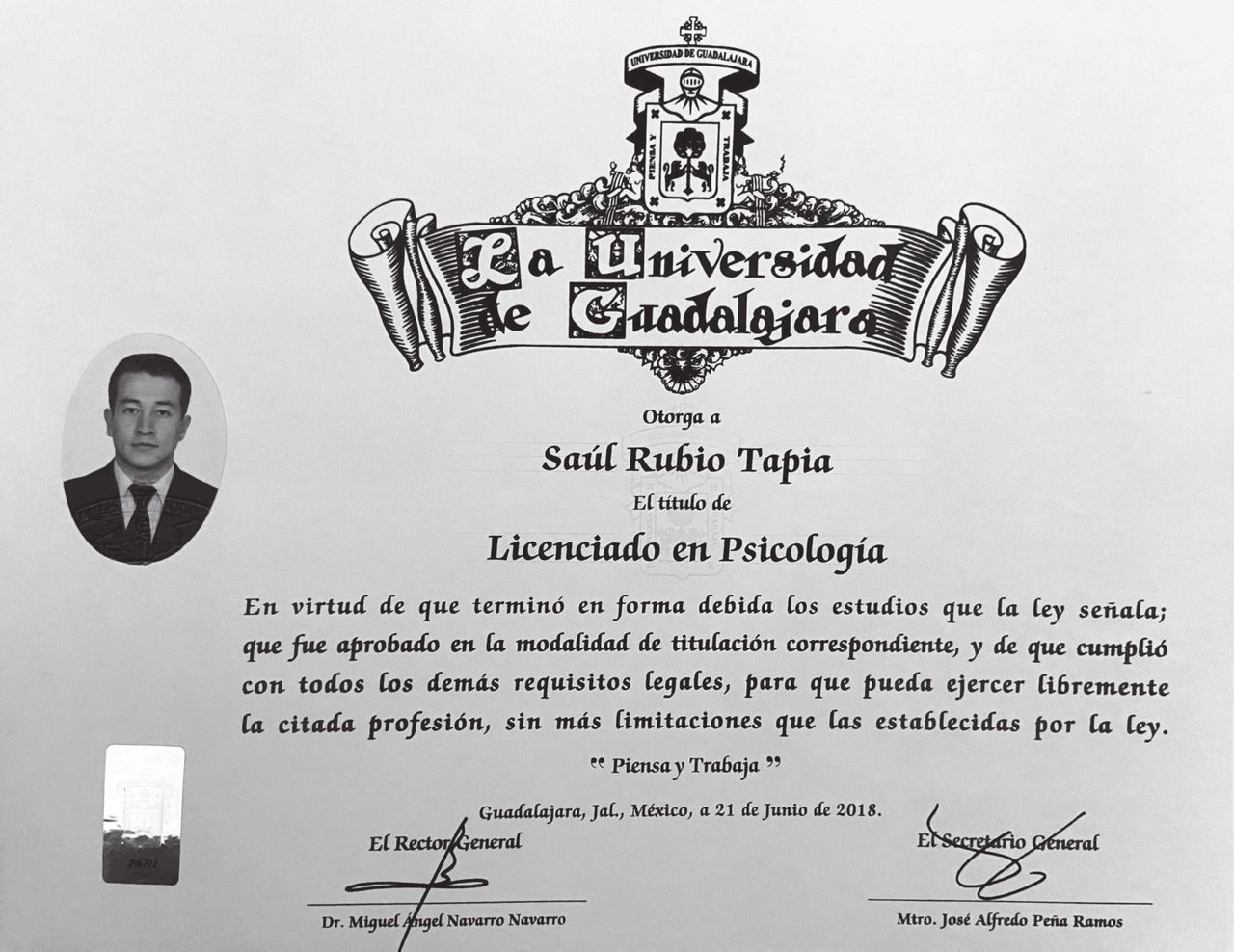 Doctor's credential certificate 1