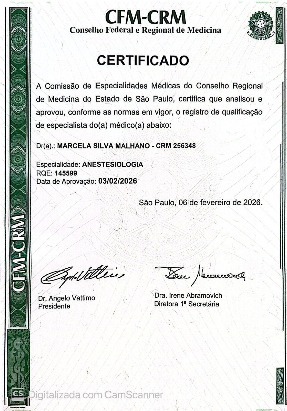 Doctor's credential certificate 1