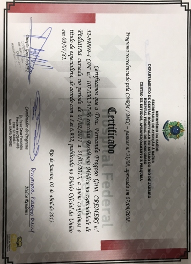 Doctor's credential certificate 6