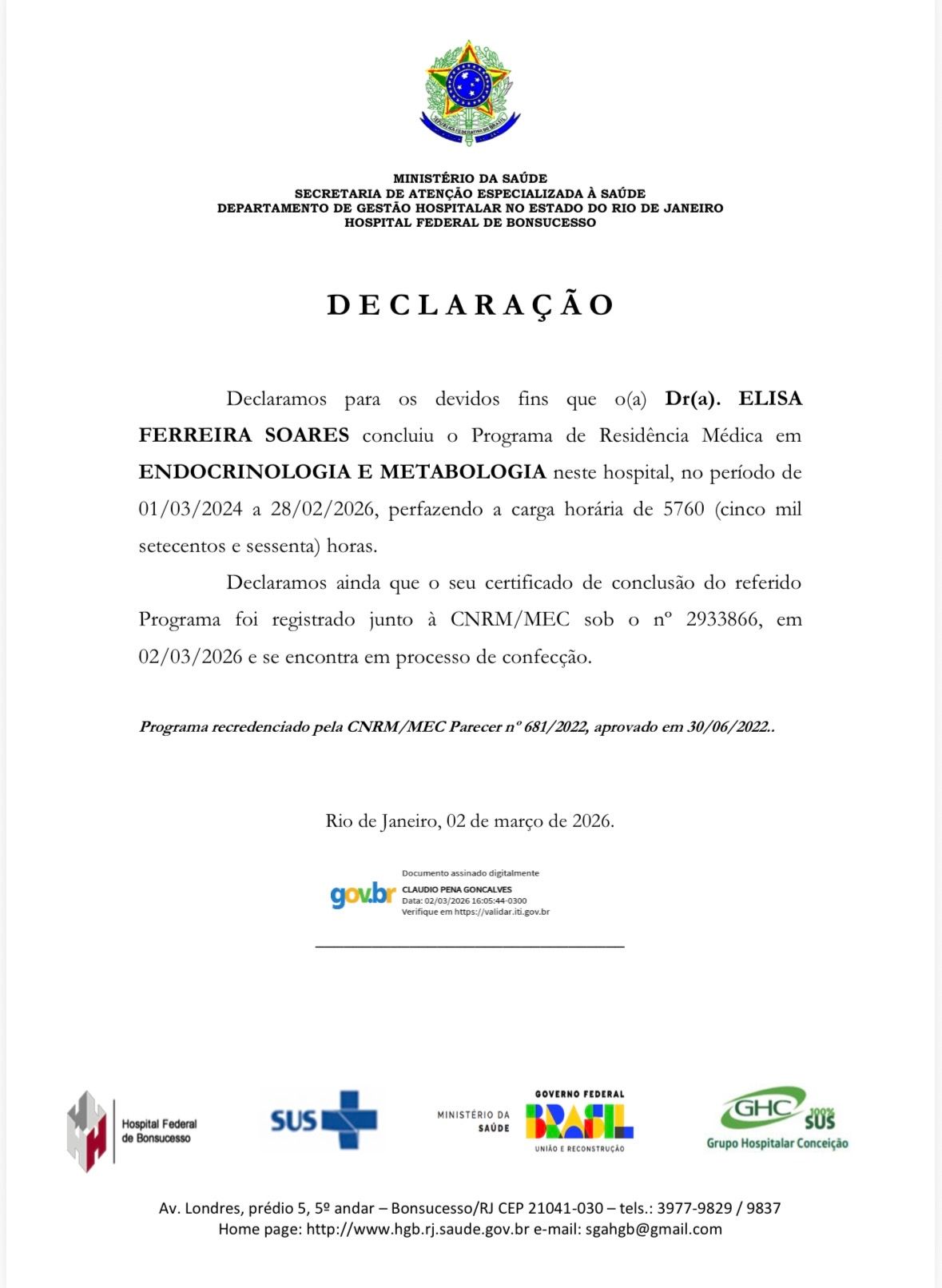 Doctor's credential certificate 3