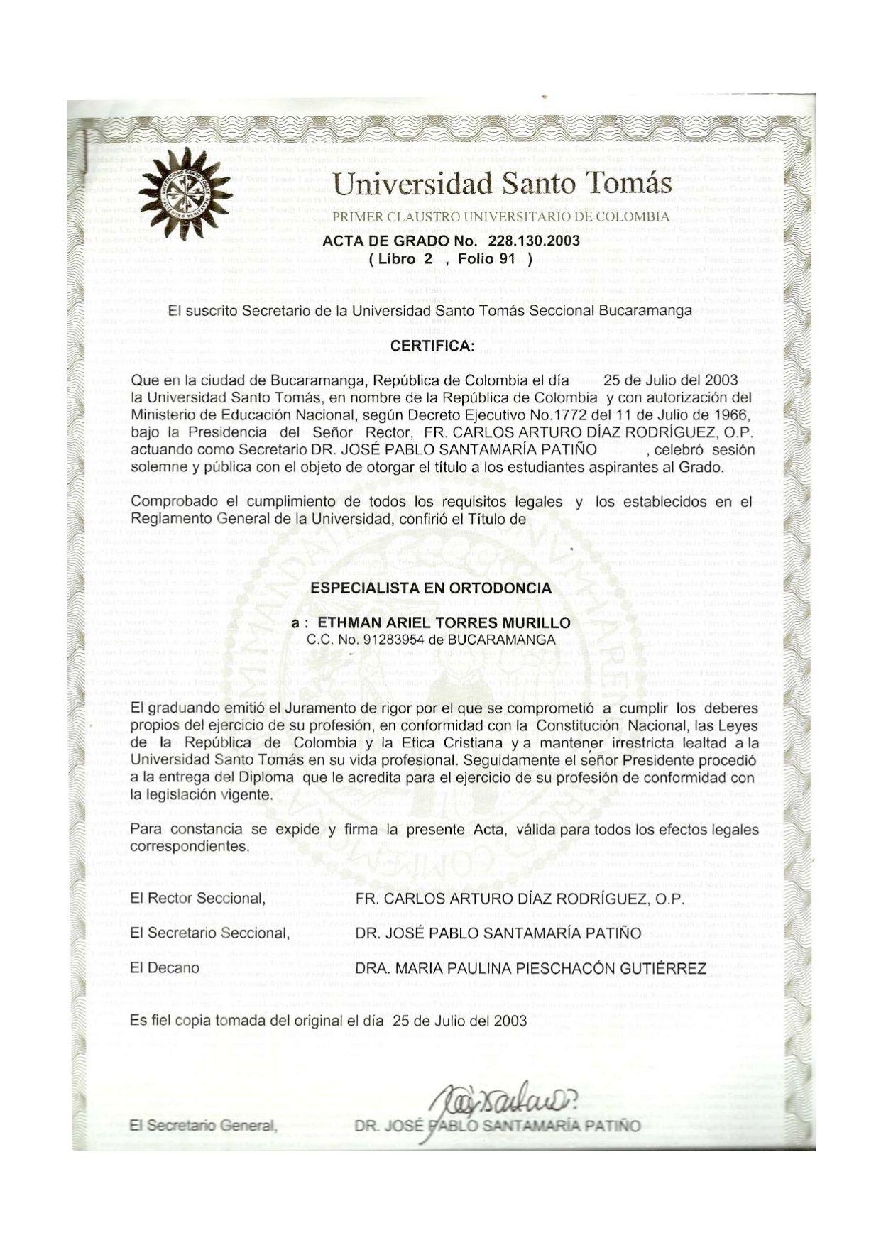 Doctor's credential certificate 1
