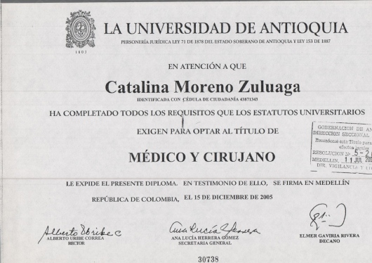Doctor's credential certificate 1