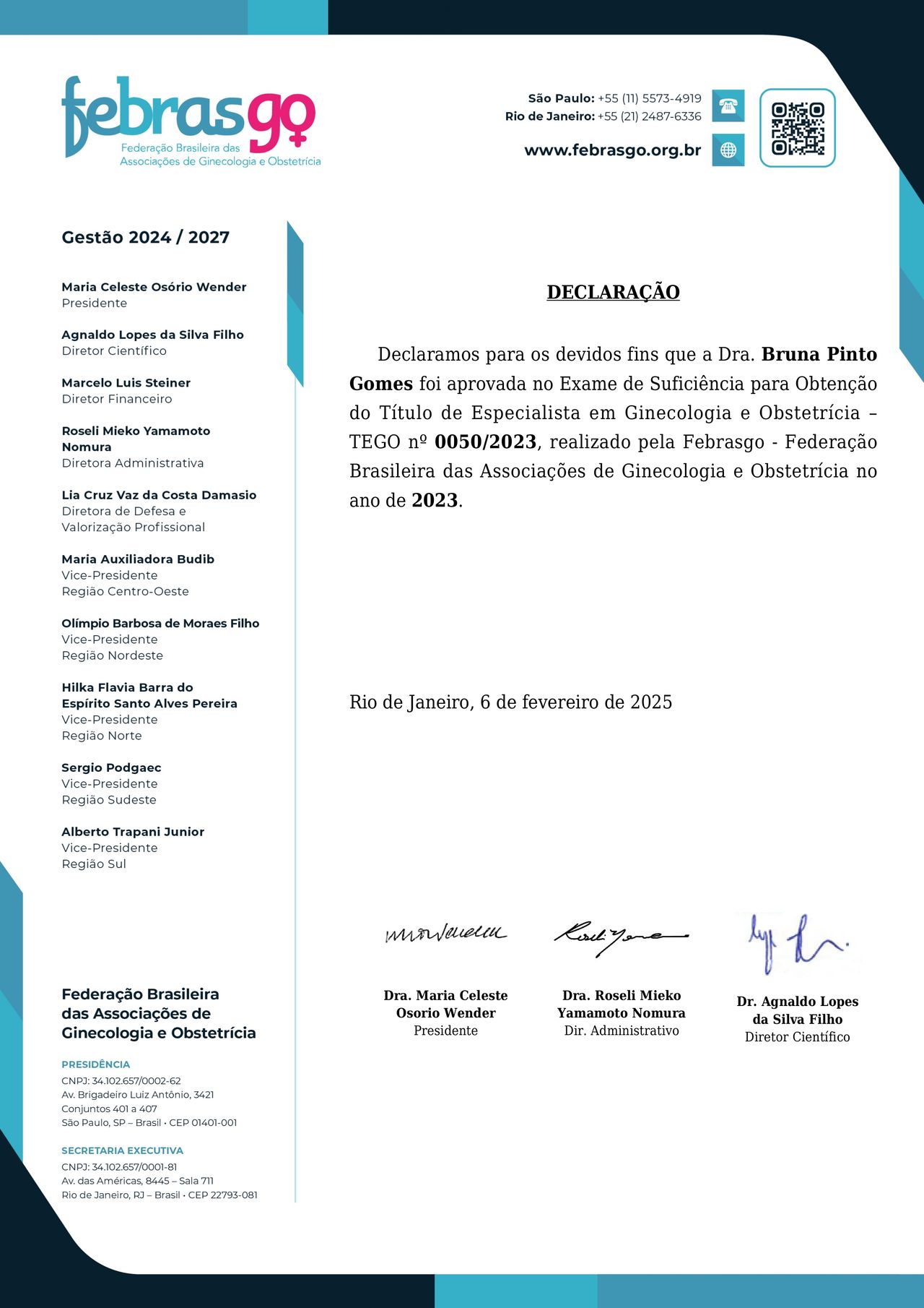 Doctor's credential certificate 2