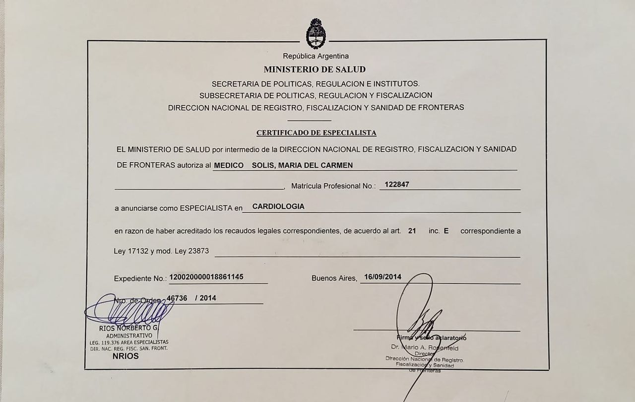 Doctor's credential certificate 1