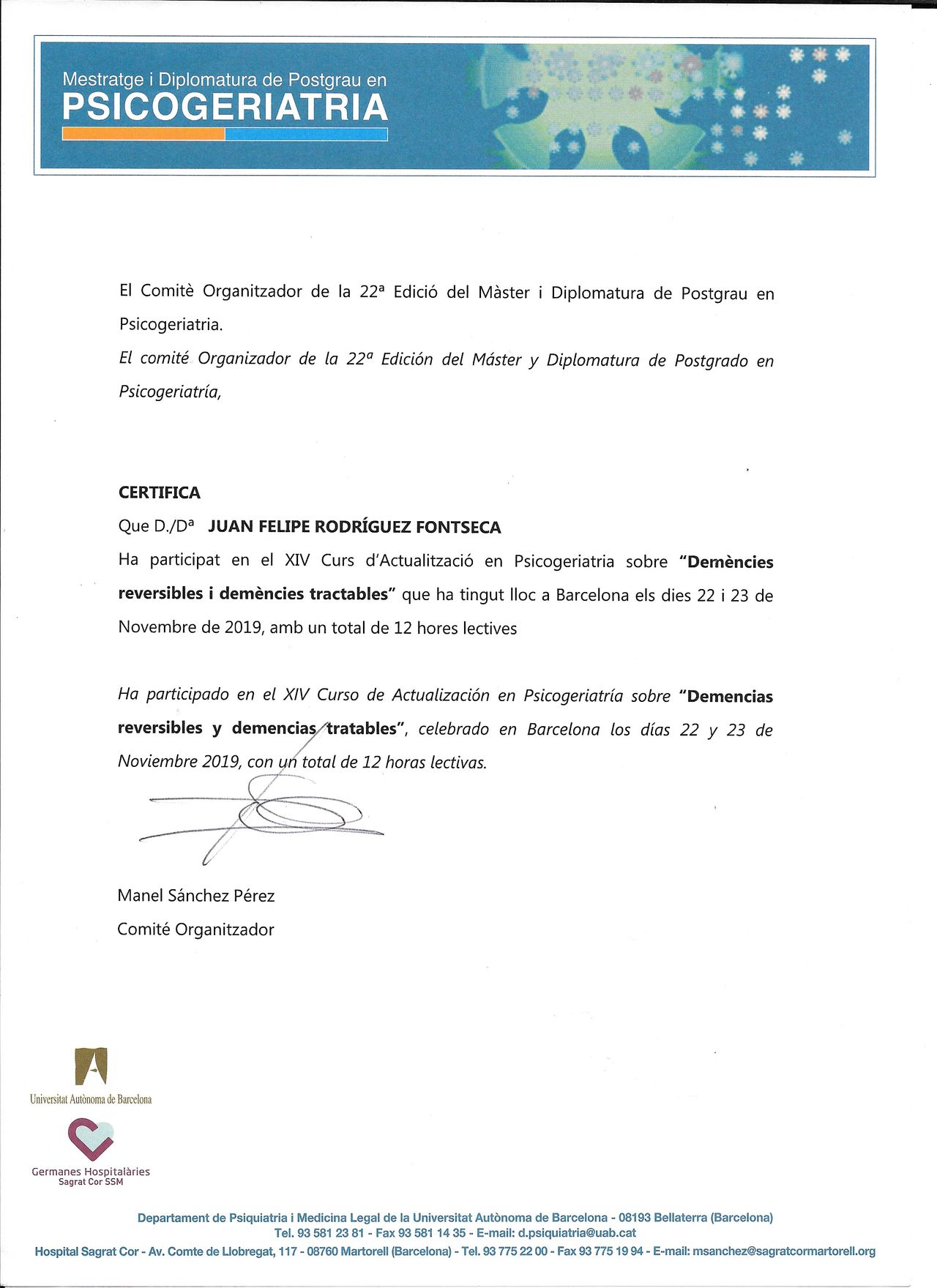 Doctor's credential certificate 6