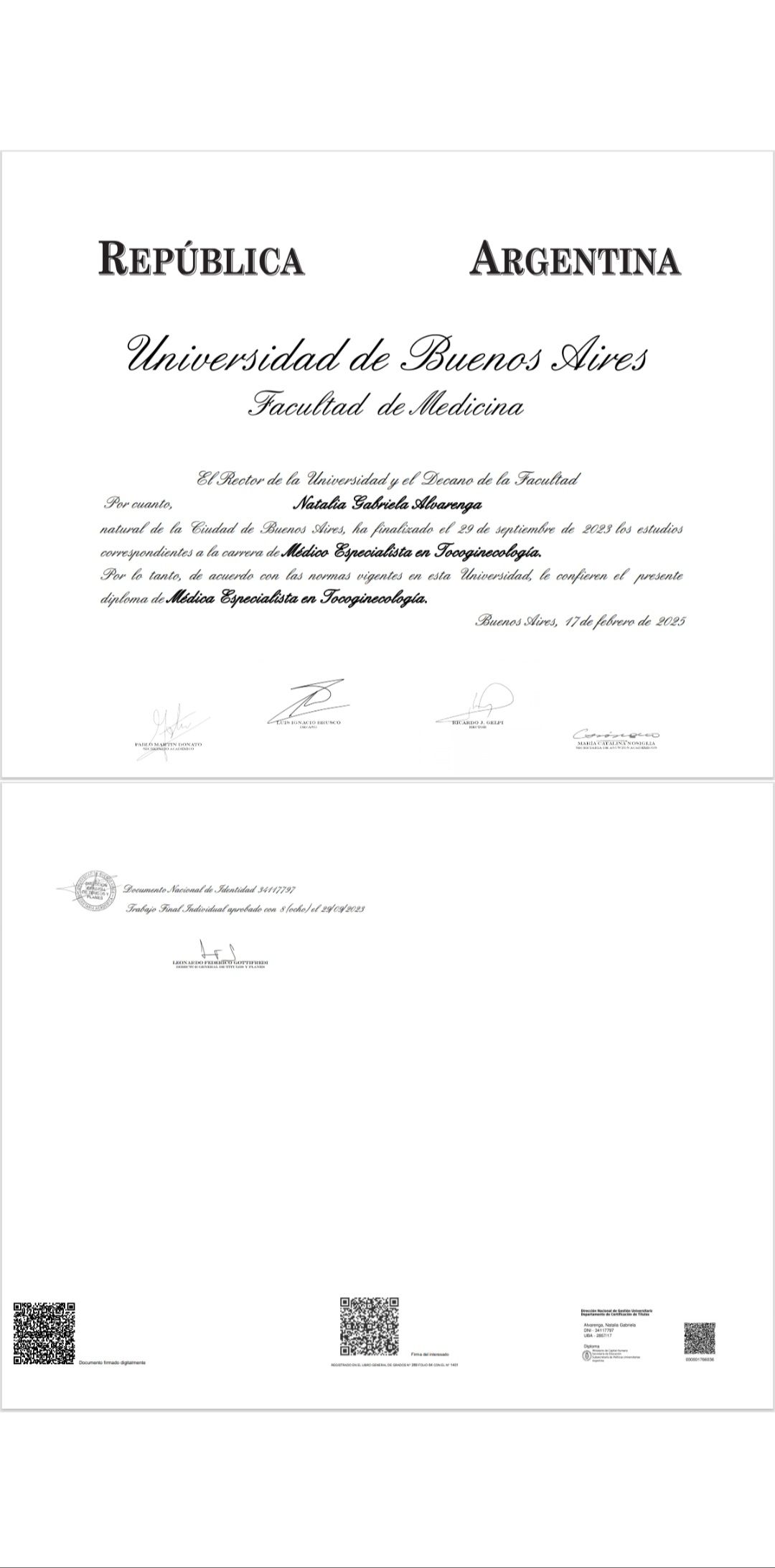 Doctor's credential certificate 1