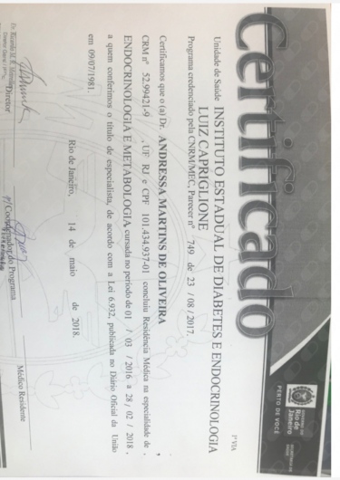 Doctor's credential certificate 2