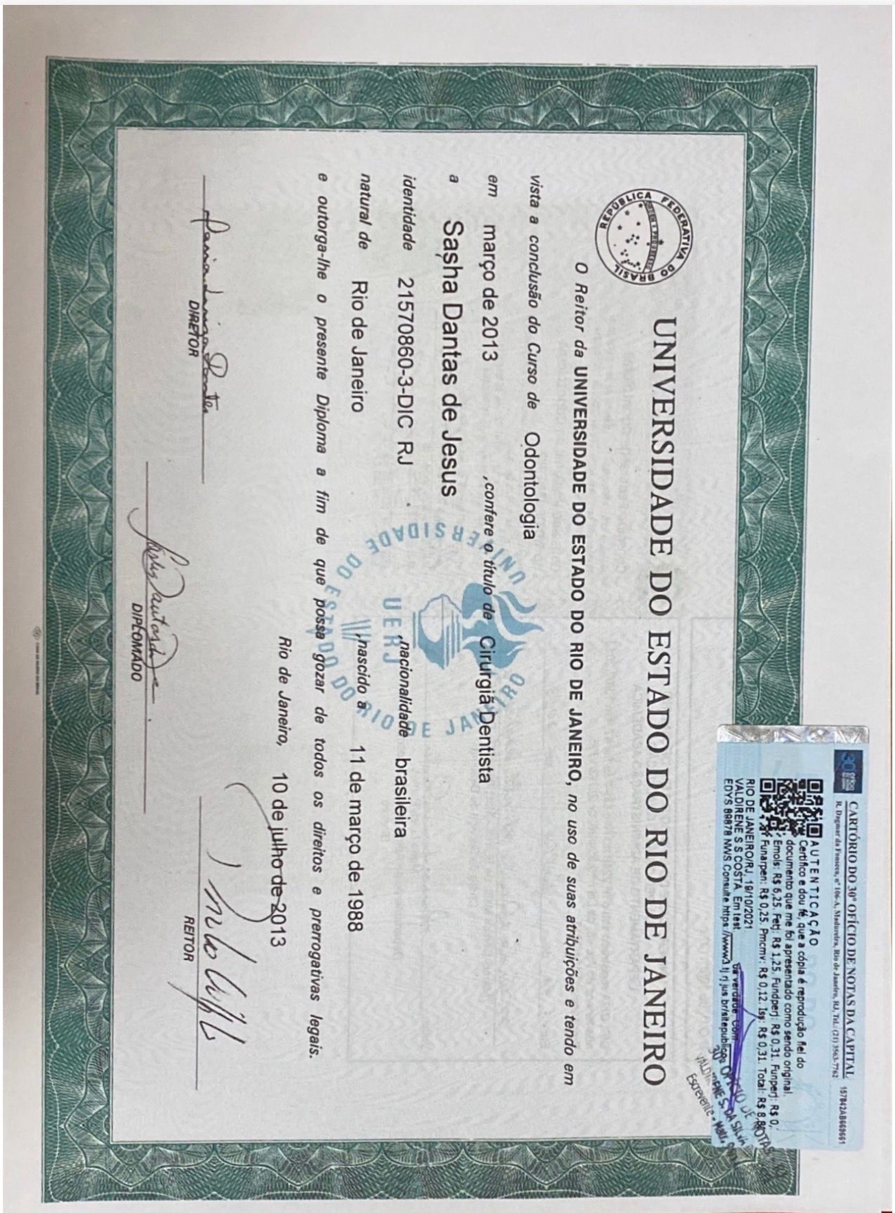 Doctor's credential certificate 1