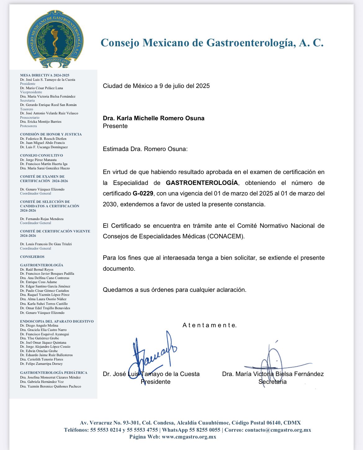 Doctor's credential certificate 1