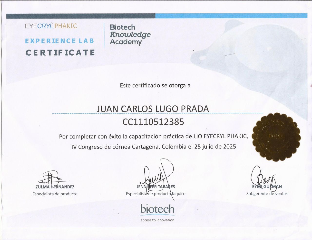 Doctor's credential certificate 1