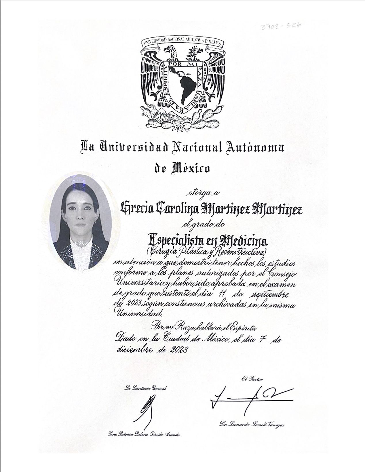 Doctor's credential certificate 2