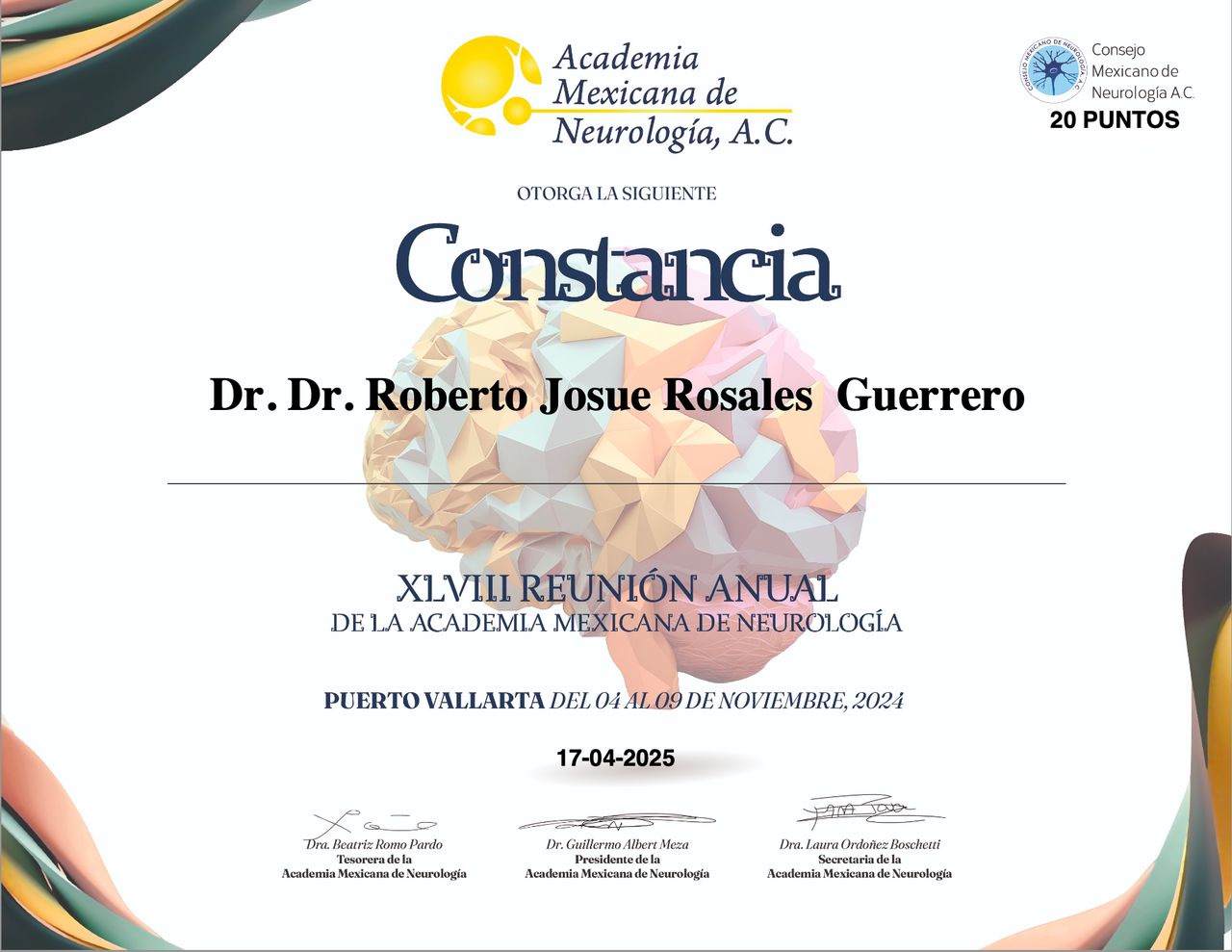 Doctor's credential certificate 2