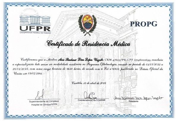 Doctor's credential certificate 1