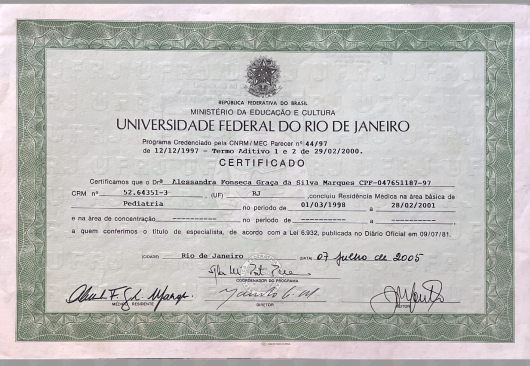 Doctor's credential certificate 2