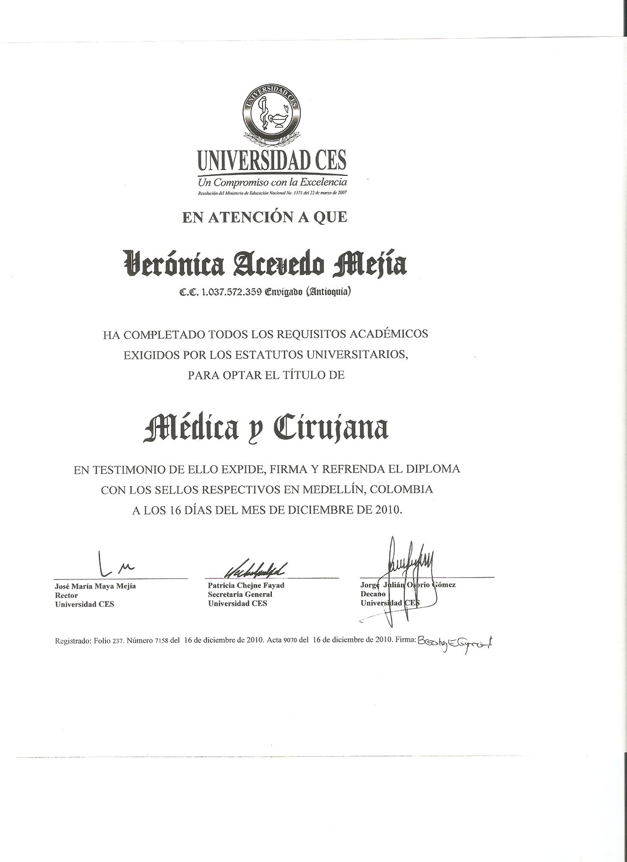 Doctor's credential certificate 2