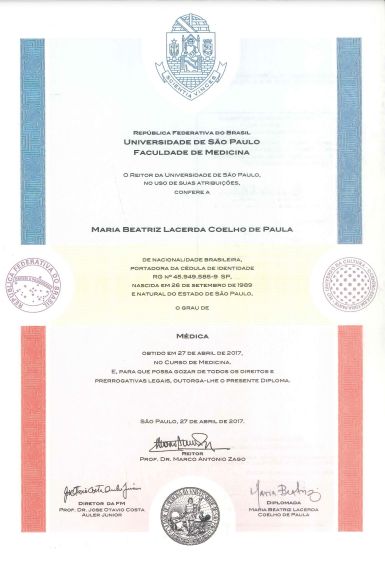 Doctor's credential certificate 1